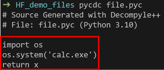 Figure 14. Decompilation of the “Decoded bytes” Python code object