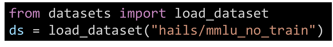 Figure 16. Python code that downloads and loads a dataset from Hugging Face