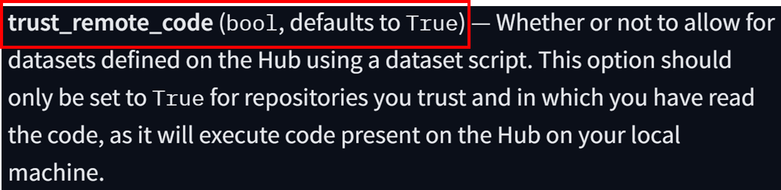 Figure 18. “trust_remote_code” default argument