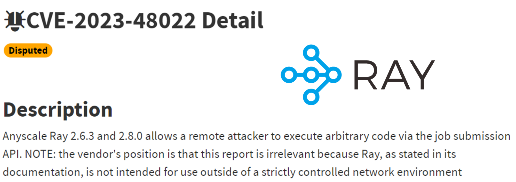 Figure 26. RCE CVE for the Ray server by abusing ML Pipelines