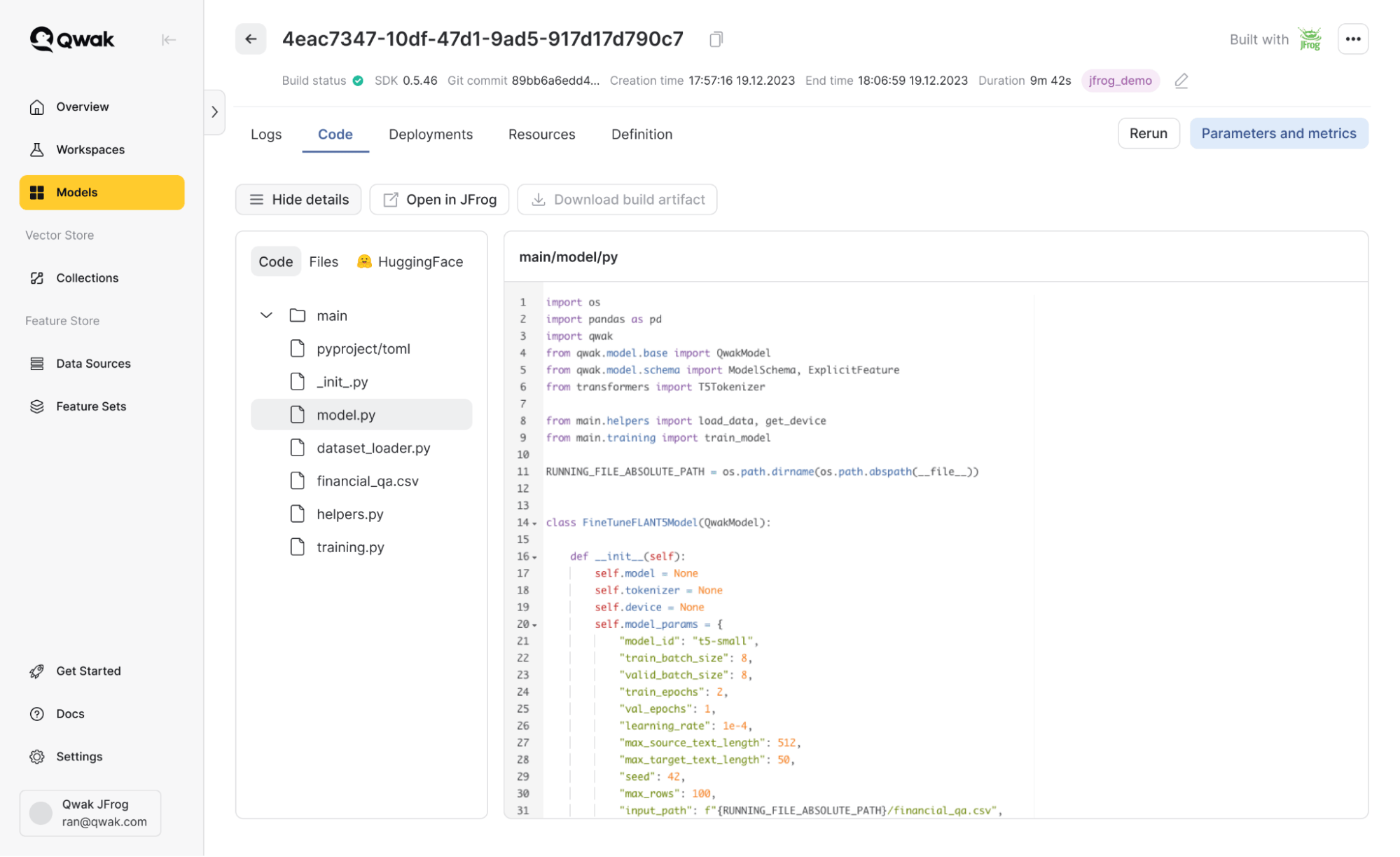 Fine-tuning a Flan-T5 model in the Qwak platform