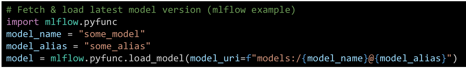 Figure 34. Code for downloading & loading a remote model from MLFlow