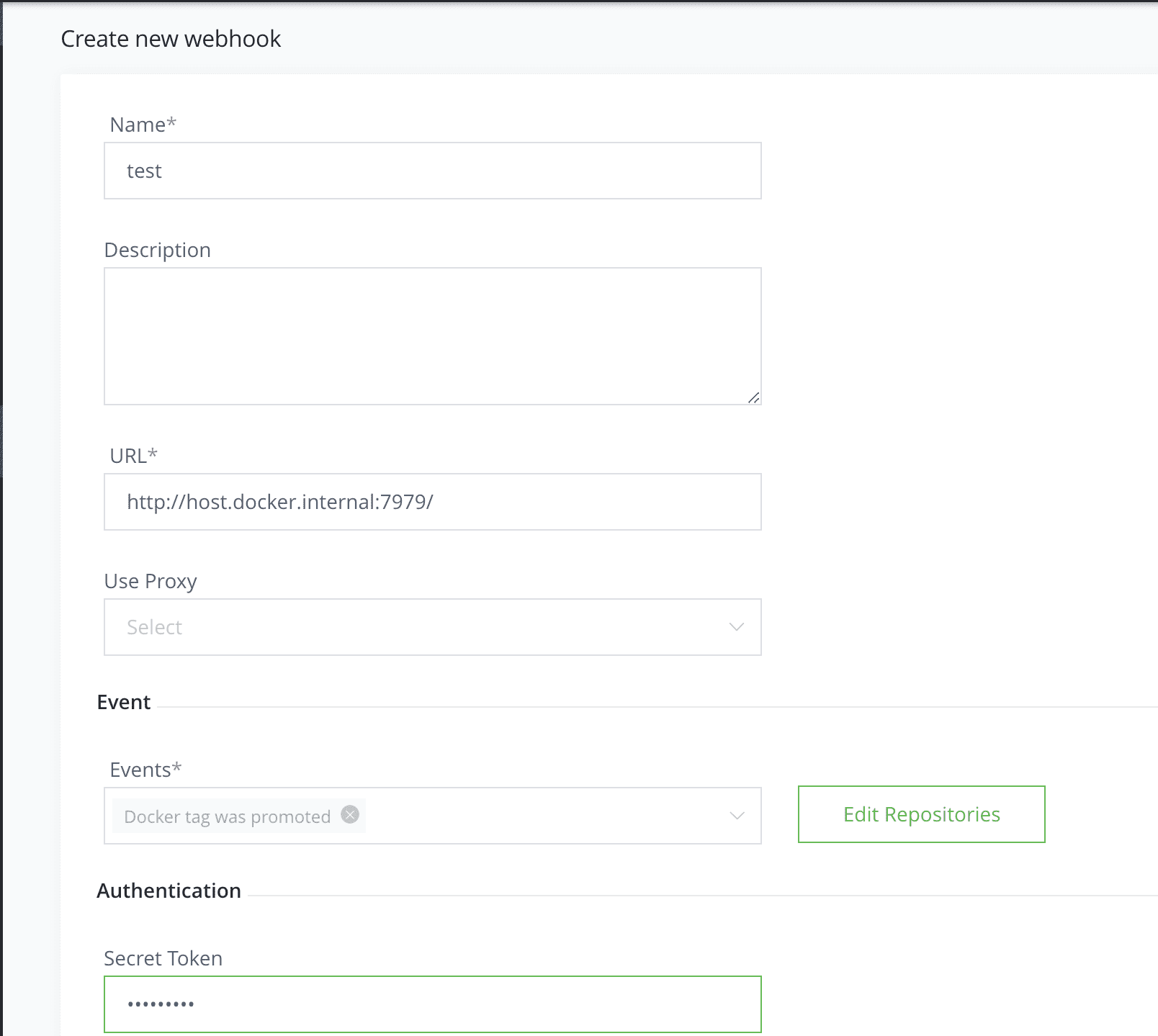 Create new webhook