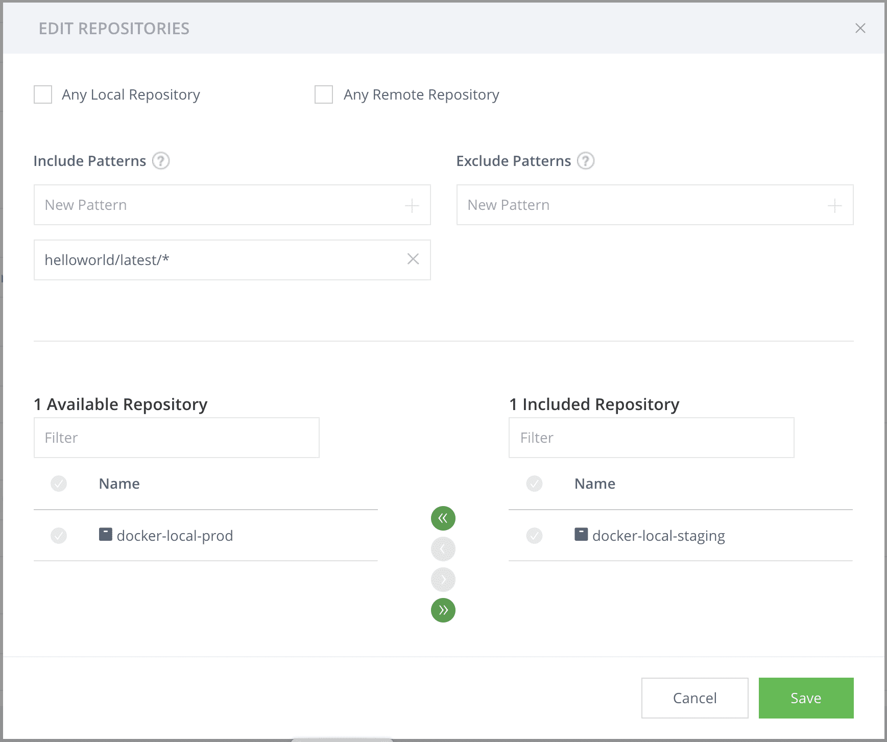 Edit Repositories window